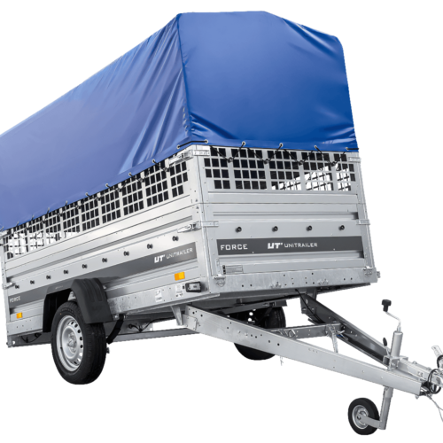 Autotransportanhänger auf Federn 264×125 UNITRAILER FORCE 264/R KIPP mit Gitterwänden, H-800 Rahmen