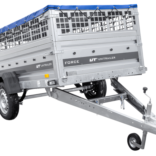 Einachsiger Anhänger auf Blattfedern 264×125 UNITRAILER FORCE 264/R KIPP mit Gitterseitenwänden, H-0-Rahmen