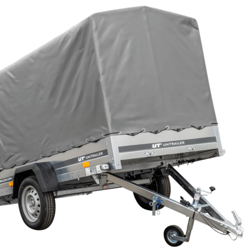 PKW Anhänger 230×125 Garden Trailer 230 KIPP Unitrailer 750 kg mit Stützrad, 110 cm hoher Plane und Hochspriegel